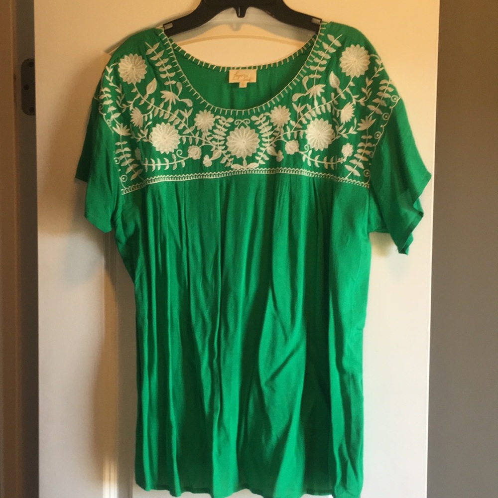 Elegant Green Floral Embroidered Blouse